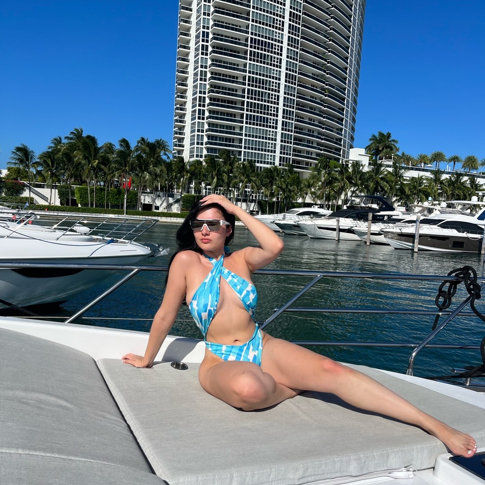 ohpolly halter one piece swimsuit in blue